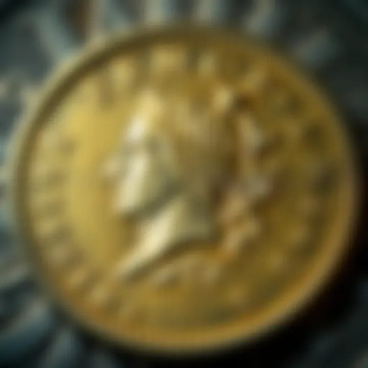 A close-up view of the 1804 France 5 Francs coin featuring Napoleon I on one side and details of the French Republic on the other side.