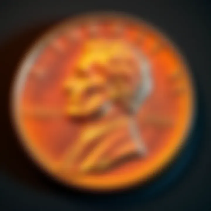 1955 Lincoln Cent on Display A close-up view of a 1955 Lincoln cent showing possible double die features and unusual toning.