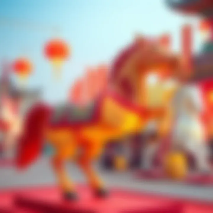 Colorful 3D horse display celebrating the Year of the Horse for Chinese New Year festivities