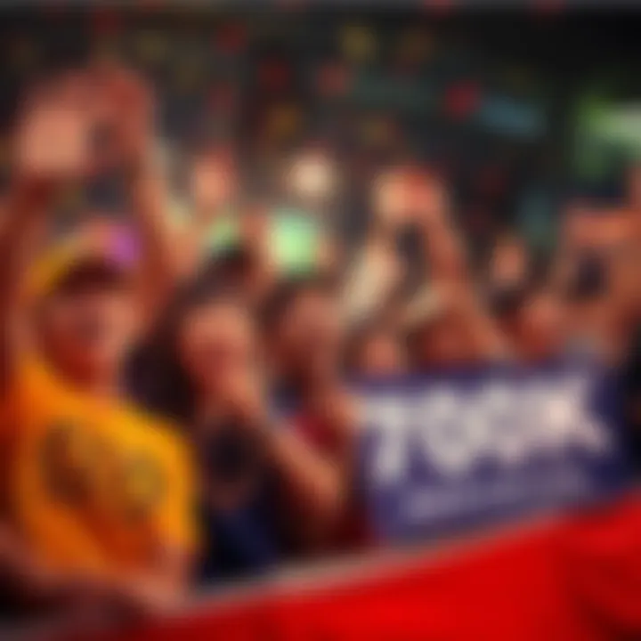 Fans celebrating during the 70K reunion event with excited expressions and banners.
