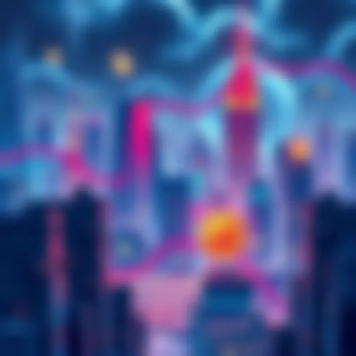 Cover illustration showing a futuristic cityscape with blockchain symbols and graphs representing crypto trends for 2025.