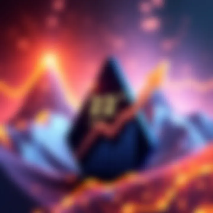 Aave logo with a graphic showing $22.4 billion in loans and a rising graph arrow, symbolizing success in decentralized finance