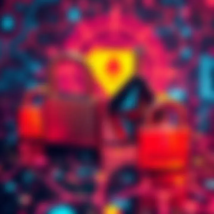 Graphic showing security locks and Ethereum symbols indicating safety issues with AAVE's USDT and USDC during hacks