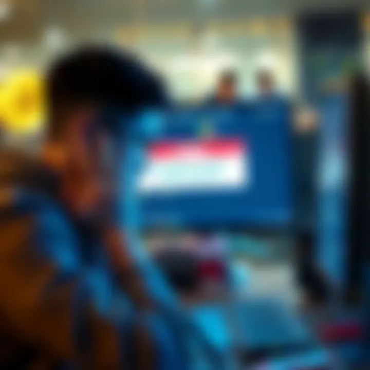 A frustrated investor looking at their computer screen with a message indicating account closure after a cryptocurrency transaction.