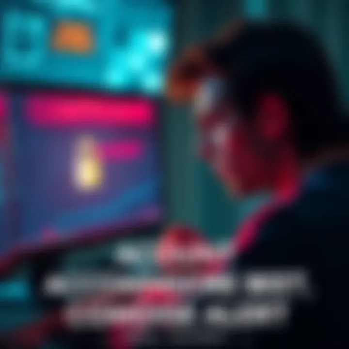 A worried person looking at a locked computer screen indicating an account has been compromised