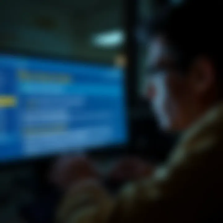 Activating Binance Futures in France A person looking at a computer screen with Binance futures interface, showing troubleshooting messages in French, with a frustrated expression.