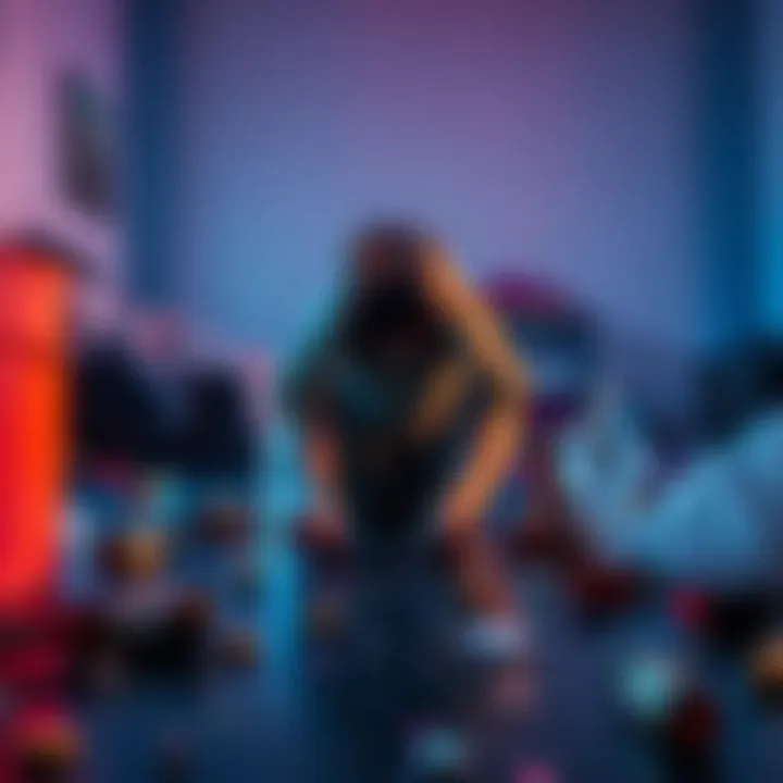 A person sitting on the floor with their head in their hands, surrounded by empty bottles and discarded items, reflecting the struggle of addiction.