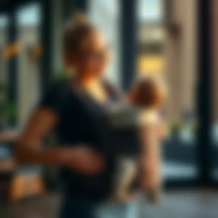 New parent adjusting the Ergobaby Embrace carrier for comfort, ensuring baby is positioned safely and snugly.