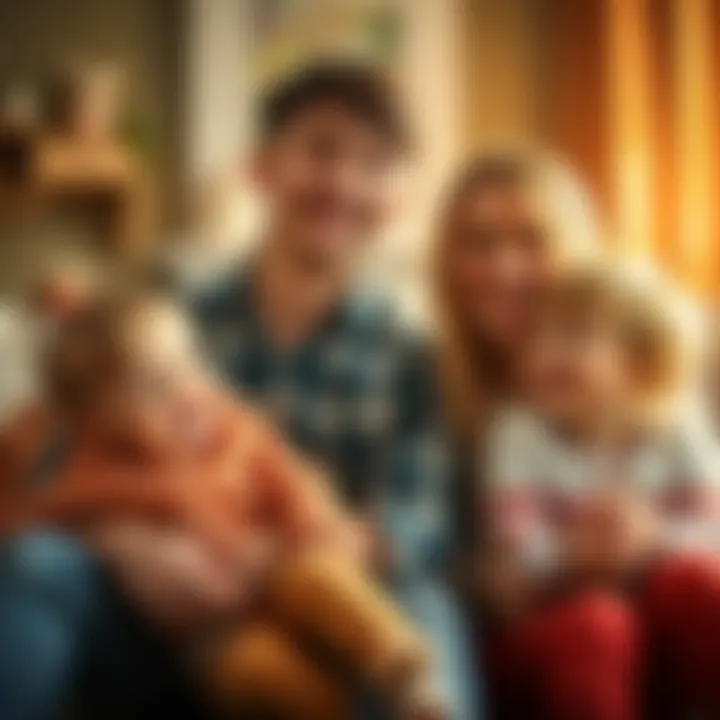 A happy family with children, showcasing love and connection in an adoption setting.