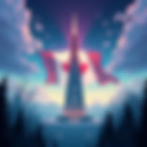 An illustration showing the AE landmark with the Canadian flag in the background, symbolizing AE's expansion into Canada from the US.