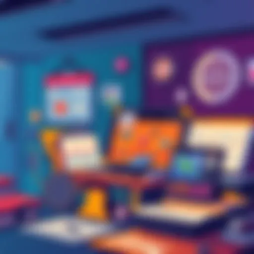 Illustration showing various tools for artists including pixel art planning and tracking badge earnings. Icons represent travel mapping and income tracking.
