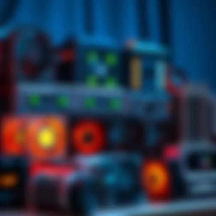 A variety of budget-friendly cryptocurrency mining hardware displayed together, showcasing different models and designs for beginners in 2025