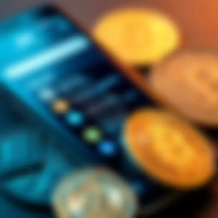 Affordable Litecoin Wallets A close-up of a smartphone displaying various Litecoin wallet options along with Litecoin coins beside it.