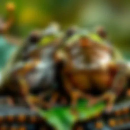 Comparison of male and female African bullfrogs showing size differences and behaviors