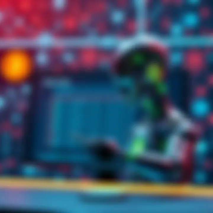 AI Agent Fetching Blockchain Data An AI agent displaying on-chain data queries on a screen. The background features icons representing blockchain and data connections.