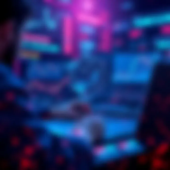 An illustration showing AI technology analyzing trading data with charts and graphs, highlighting real-time risk management processes in arbitrage trading.