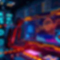 A digital representation of AI agents interacting with a blockchain interface, displaying data flow and analytics.