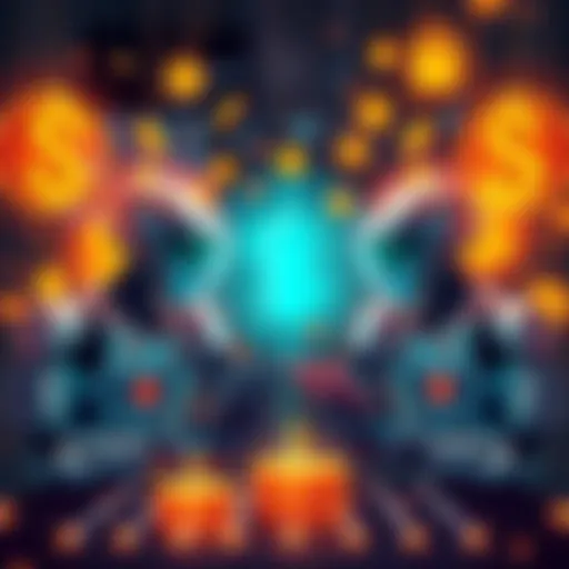 A digital illustration showing AI agents managing transactions with currency symbols, emphasizing privacy and technology in finance.