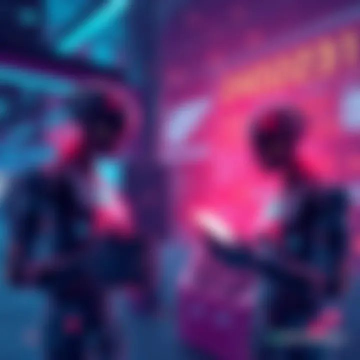 Illustration of AI agents interacting within VeChain's economy, highlighting autonomous transactions and blockchain technology.