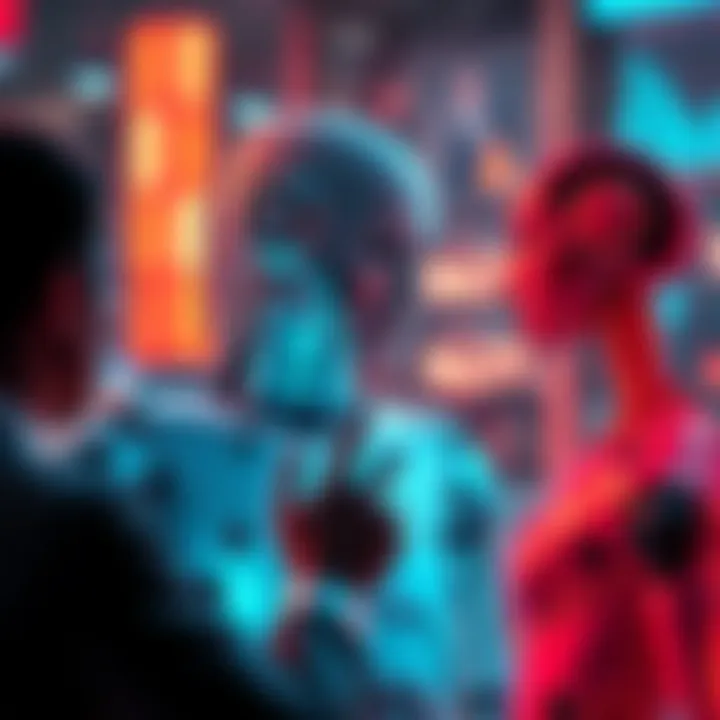 A digital representation of an AI being engaged in a conversation about cryptocurrency investments, with a focus on HBAR.