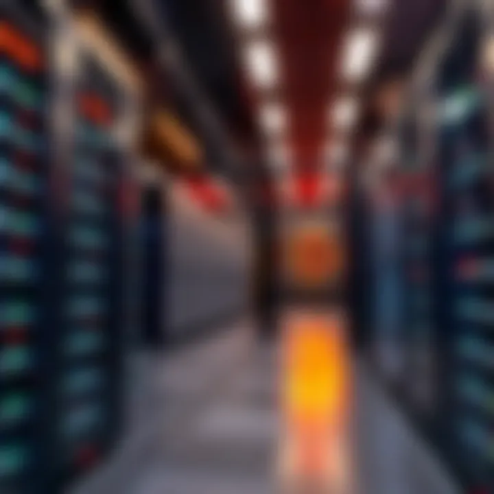 An AI data center with mining rigs and computer servers, showing a shift from AI operations to Bitcoin mining.