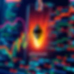 A visual representation of AI analyzing Ethereum code for security flaws, with digital graphs and code snippets in the background