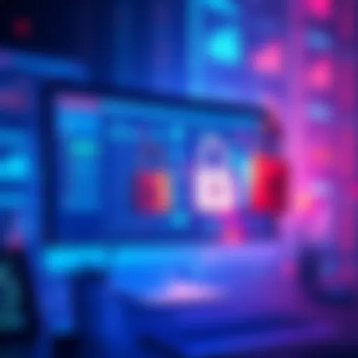 An illustration showing an AI agent managing financial data on a computer screen, with locks symbolizing security around wallet transactions.