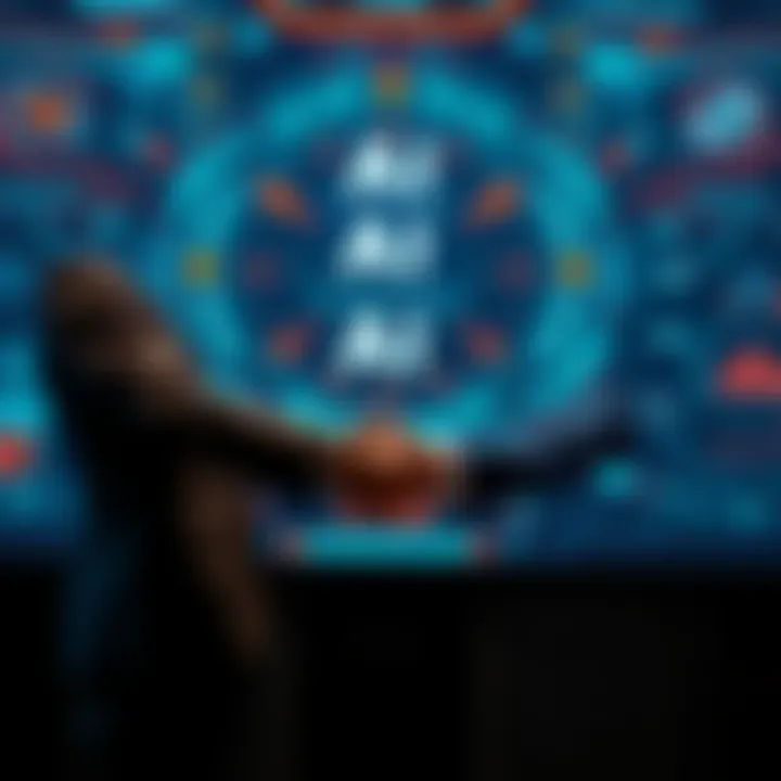 AI Platform Partnership Two business people shaking hands in front of a digital interface representing AI technology