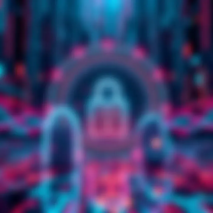 Visual representation of Algorand's blockchain technology secured against quantum threats, featuring digital signatures and encryption symbols.