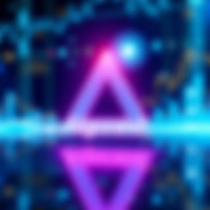 Illustration of the Algorand logo with a backdrop of financial charts and regulatory symbols