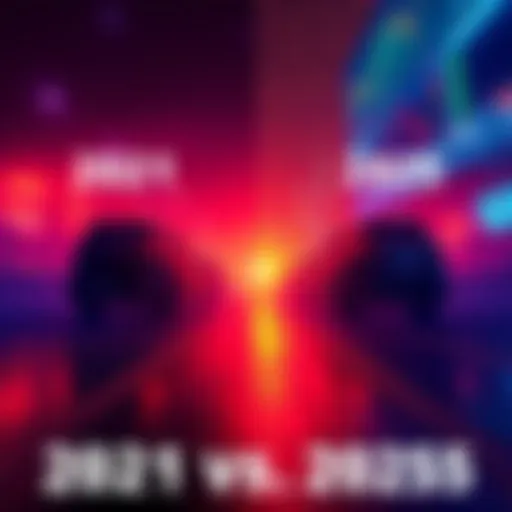 A visual comparison of cryptocurrency market trends between 2021 and 2025, showcasing distinct patterns and behaviors.