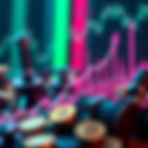 A visual representation of altcoins like Cardano and Chainlink with a steady upward trend in a chart, symbolizing growth in the cryptocurrency market.