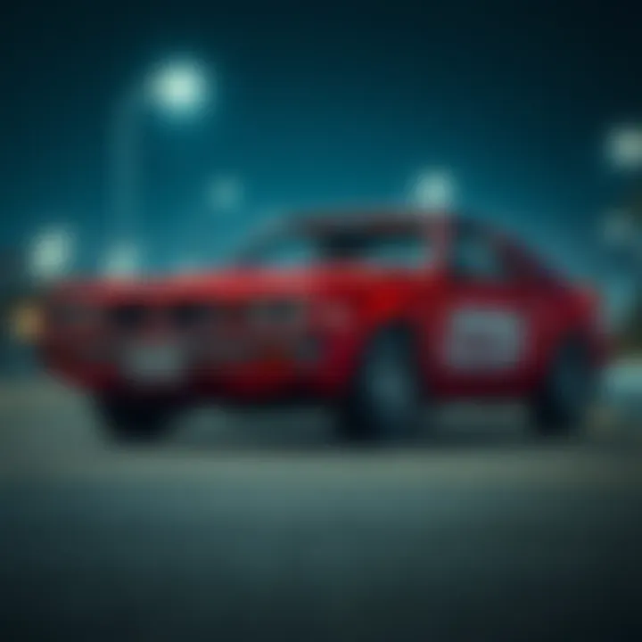 Red AMC Pacer parked with a sold sign