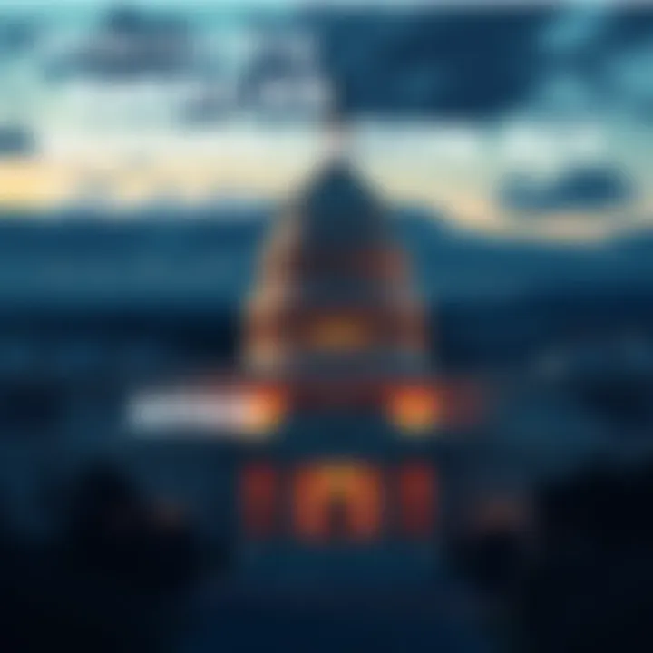A graphic depicting digital assets with a backdrop of the U.S. Capitol building, symbolizing the American Reserve Modernization Act.