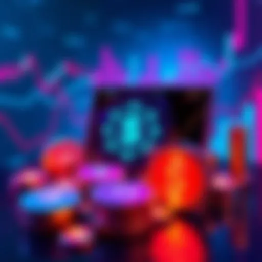 Illustration showing various tools for analyzing Solana tokens with graphs and charts in the background.