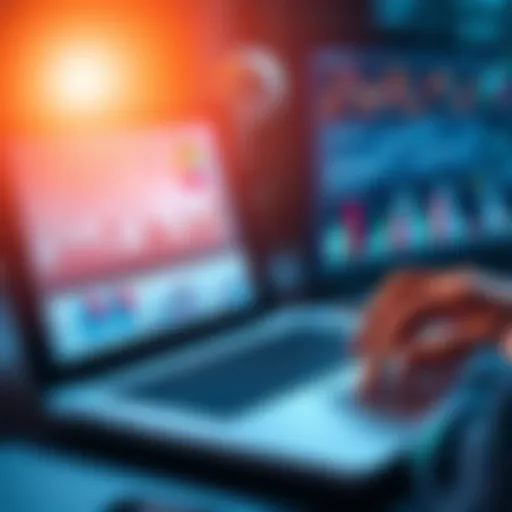 A person examining financial charts and graphs on a laptop, highlighting key metrics for company evaluation.
