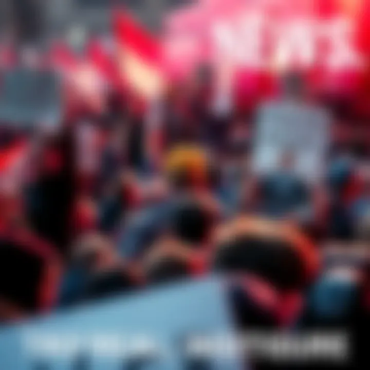 A crowd of people holding signs and expressing anger towards a controversial figure during a protest.
