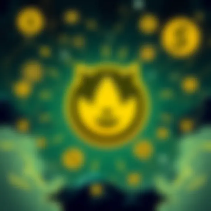 Illustration of the $ANONCOIN logo with a DogeOS background featuring symbols of memecoins and community engagement