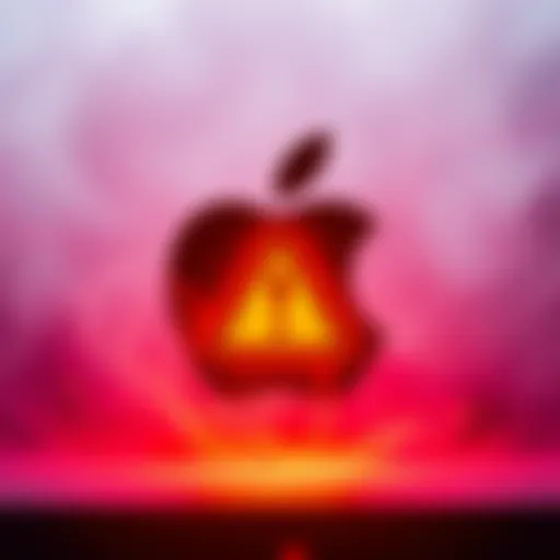 A graphic showing Apple logo with a warning symbol, representing outages affecting services like ATLAS:EARTH.