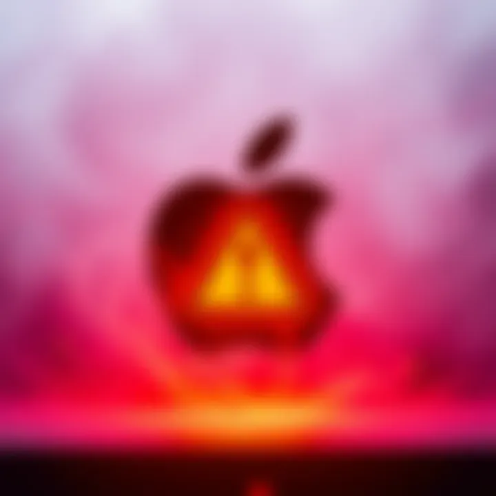 Apple Services Disruption A graphic showing Apple logo with a warning symbol, representing outages affecting services like ATLAS:EARTH.