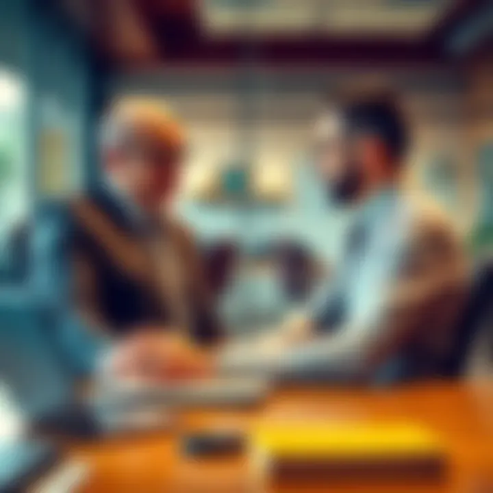 Ari Good, a Bitcoin tax attorney in Miami, discussing cryptocurrency and taxes with a client in an office setting.