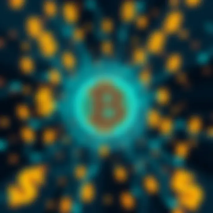 Art and Bitcoin Interaction A visual representation of art created through Bitcoin transactions, showing dots forming an image with dollar signs around it, symbolizing financial rules and ownership.
