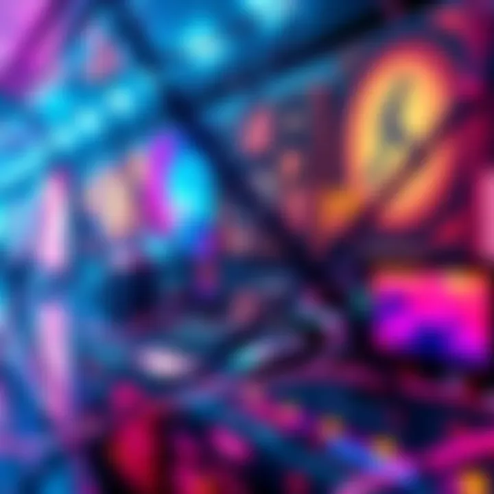 Art and Technology Intersection A vibrant digital art piece blending traditional painting style with modern technology elements, symbolizing the fusion of art and networks.