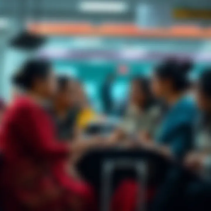 Group of women discussing and preparing for the Aspire for Her hackathon finale in Chennai, showing expressions of concern over travel costs