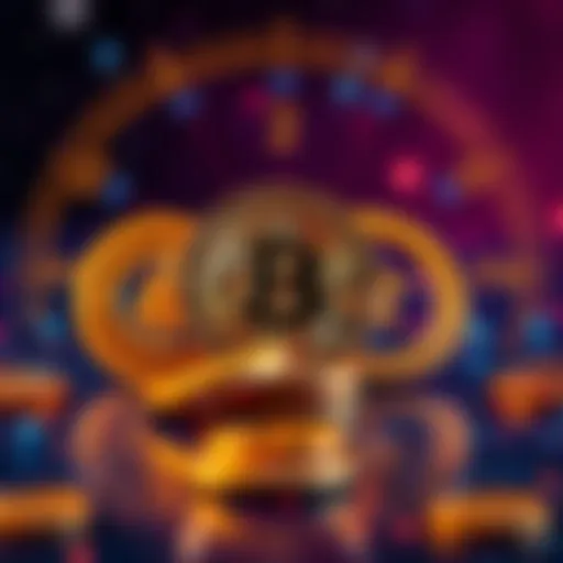 A graphic showing astrological symbols alongside Bitcoin coins, representing their connection and mathematical foundation.