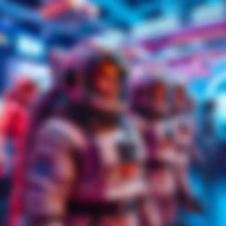 Several astronaut avatars showcasing different body types in a vibrant game setting