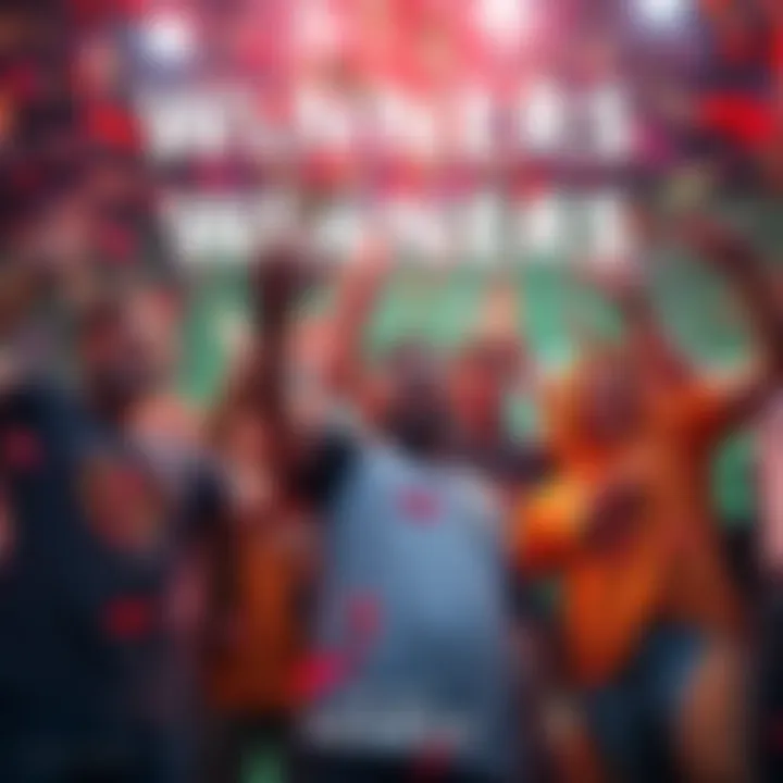 Winners celebrating with confetti and Atlas Bucks in hand after the Atlas Games contests.