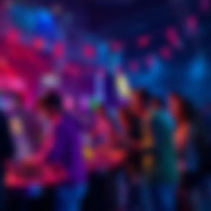 People participating in fun games and challenges at Aurora Community event with banners and rewards