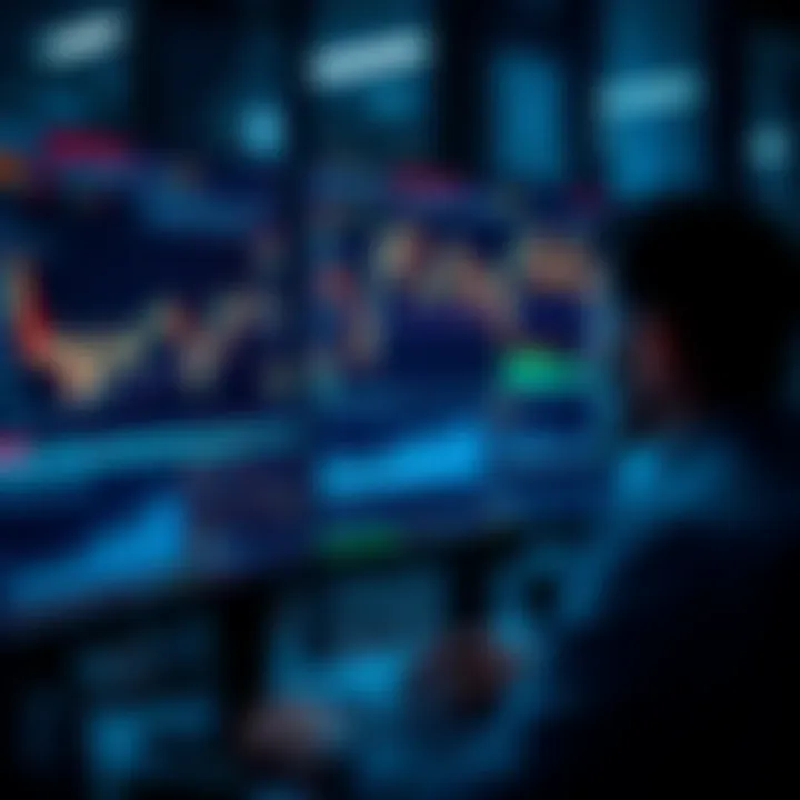 A computer screen displaying trading graphs and data with a person analyzing the information, illustrating how technology enhances trading efficiency.