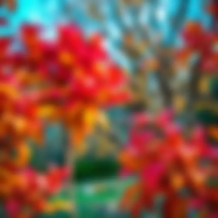 Colorful autumn leaves in a Texas landscape with cool weather